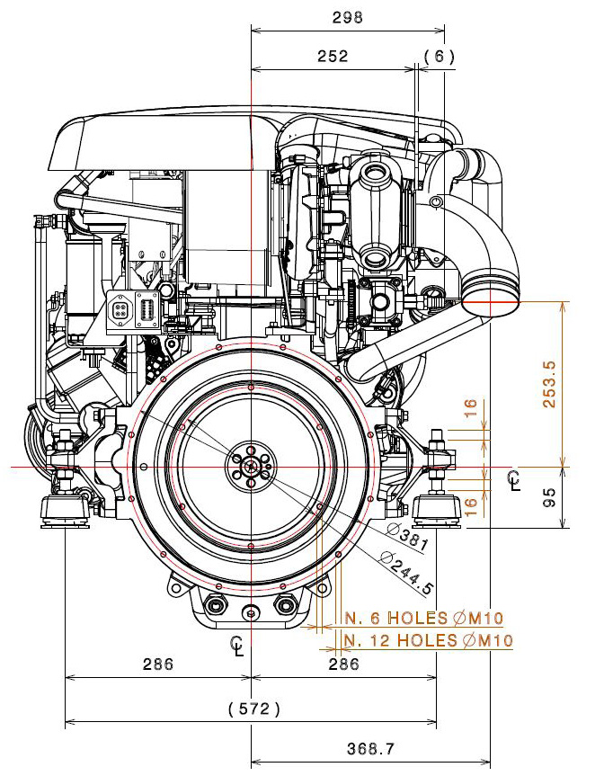 FNM 42HPE dízel hajómotor 350 lóerő, 6 henger elol FNM 42HPE dízel hajómotor 350 lóerő, 6 henger